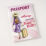 Stylish unisex PU passport holder with colorful illustrations