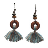 Boho Festival Tassel Earrings – Handmade Wooden &amp; Thread Statement Jewelry for Women