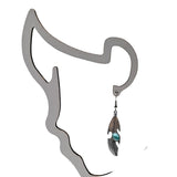 Feather Drop Earrings – Silver-Tone with Turquoise Stone Accent