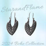 Bohemian Tribal Dangle Earrings – Vintage Silver-Tone Filigree Design