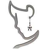 Bow Dangle Earrings – Silver-Tone with Beaded Hook Detail