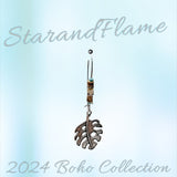 Monstera Leaf Dangle Earrings – Silver-Tone with Beaded Hook Detail