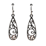 Filigree Teardrop Dangle Earrings – Vintage Silver-Tone Swirl Design