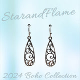 Filigree Teardrop Dangle Earrings – Vintage Silver-Tone Swirl Design