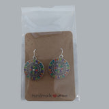 Colorful Mandala Dangle Earrings – Bohemian Silver-Tone with Enamel Accents