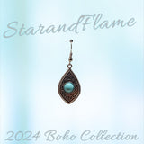 Vintage Teardrop Dangle Earrings – Silver-Tone with Turquoise Stone Accent