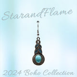 Vintage Boho Dangle Earrings – Silver-Tone with Turquoise and Blue Crystal Accents