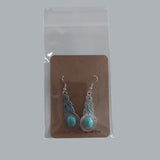 Vintage Boho Dangle Earrings – Silver-Tone with Turquoise and Blue Crystal Accents