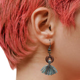 Boho Festival Tassel Earrings – Handmade Wooden &amp; Thread Statement Jewelry for Women