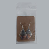 Ethnic Tribal Teardrop Earrings – Vintage Silver-Tone Geometric Engraved Design