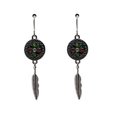 Dreamcatcher-Inspired Boho Earrings – Silver-Tone with Feather Charm