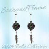 Dreamcatcher-Inspired Boho Earrings – Silver-Tone with Feather Charm
