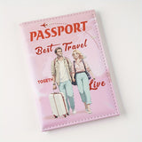 Stylish unisex PU passport holder with colorful illustrations