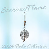 Leaf Filigree Dangle Earrings – Silver-Tone with Beaded Accents