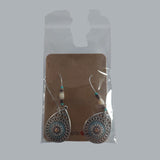 Mandala Teardrop Dangle Earrings – Silver-Tone with Beaded Hooks