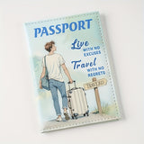 Stylish unisex PU passport holder with colorful illustrations