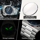 POEDAGAR Luxury Stainless Steel Men's Sport Watch