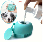 Soft Silicone Dog And Cat Bath Brush With Shampoo Dispenser- Blue