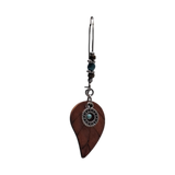Bohemian Wooden Leaf Earrings with Turquoise Beads