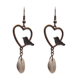Bohemian Heart Bird Shell Earrings