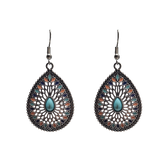 Bohemian Teardrop Earrings with Turquoise Center