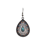 Bohemian Teardrop Earrings with Turquoise Center