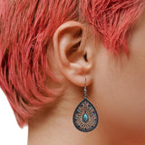 Bohemian Teardrop Earrings with Turquoise Center