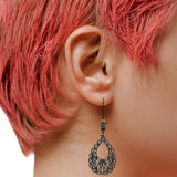 Bohemian Teal Filigree Teardrop Earrings