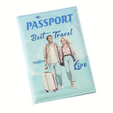 Stylish unisex PU passport holder with colorful illustrations