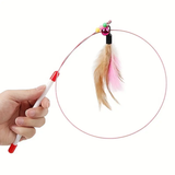 Interactive Cat Toy with Steel Wire with Feather