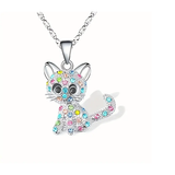 Adorable Sitting Kitty Rhinestone Pendant Necklace