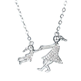 Playful mother and daughter pendant necklace
