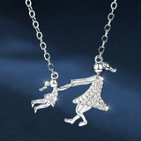 Playful mother and daughter pendant necklace