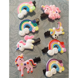 10 Pieces Unicorn & Rainbow Themed Hair Clips